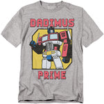Transformers Dadimus Prime T-shirt featuring Optimus Prime in a retro distressed design