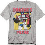 Transformers Dadimus Prime T-shirt featuring Optimus Prime in a retro distressed design
