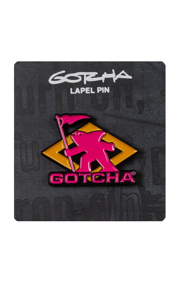 Gotcha Brand Lapel Pin – Retro Surf Style Enamel Pin for Jackets, Hats & Backpacks | 80s Vintage Aesthetic
