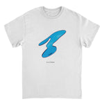White The Best of New Order graphic t-shirt with minimalist abstract blue symbol artwork