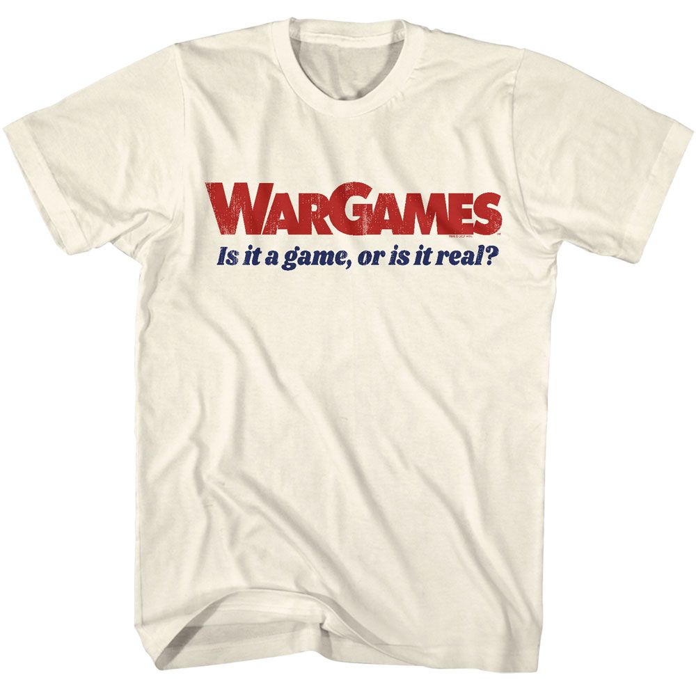 Cream WarGames T-shirt featuring red logo and Is It A Game Or Is It Real slogan