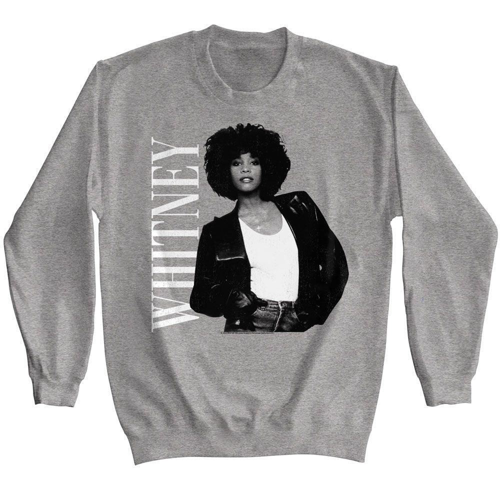 Officially licensed Whitney Houston portrait sweatshirt in gray